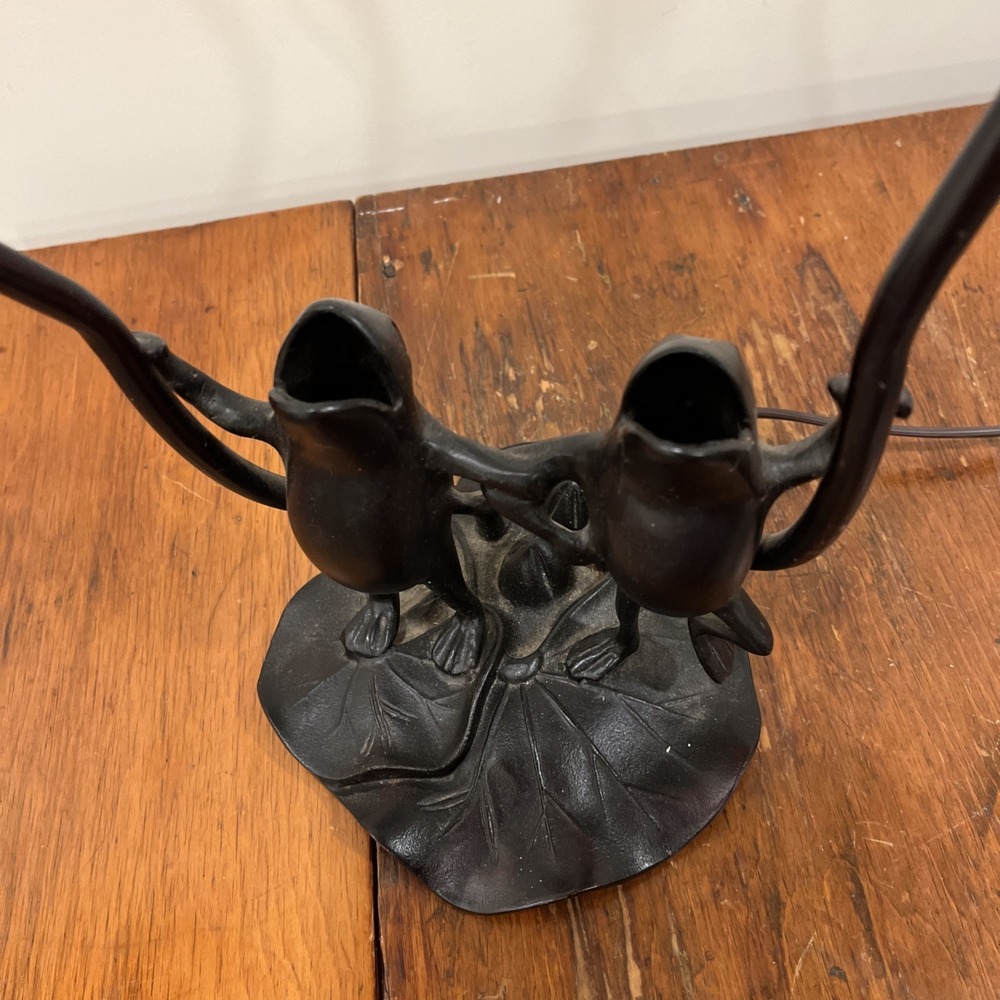 Vintage Dancing Singing Frogs Bronze Cast Metal Table Lamp 19" Tall Whimsical - Picture 3 of 12